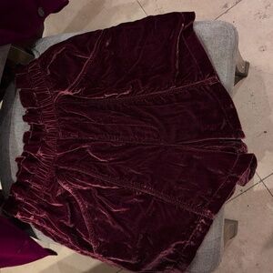 Free People High Waist Velvet Shorts in Deep Burgundy